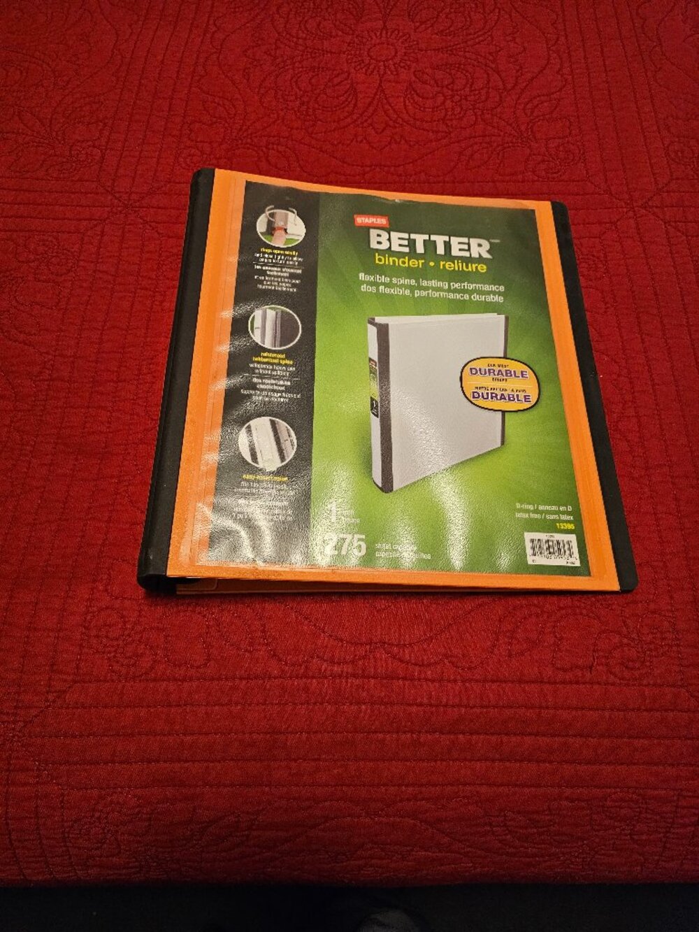 Staples better binder 1 inch orange